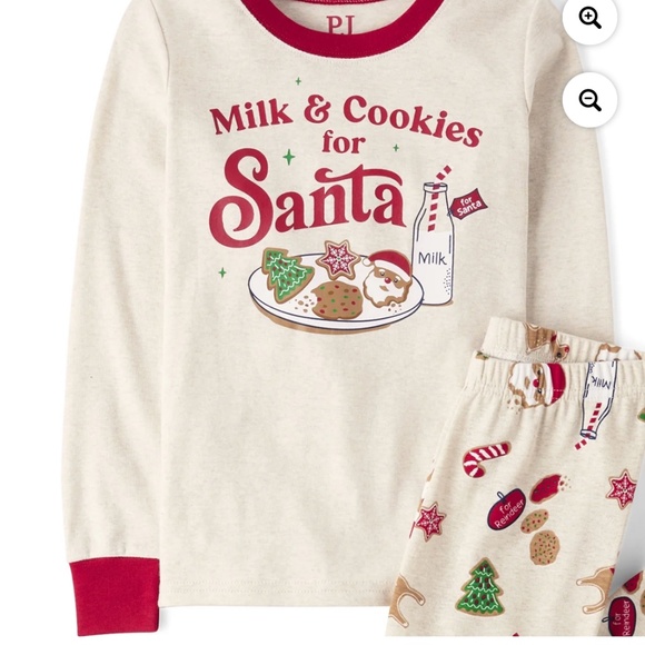 The Children’ Place Unisex Milk & Cookies for Santa 2 PC Pajama Set Size 14 NWT - Picture 2 of 6